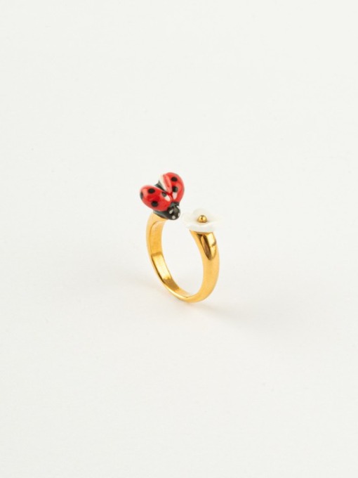 anillo mariquita y flor de nach ring