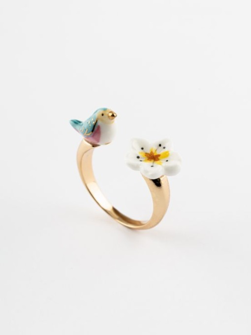 anillo pajaro azul y flor nach ring